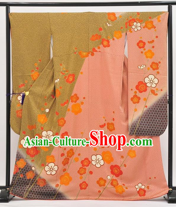 Japan Traditional Formal Costume Pink Furisode Kimono Japanese Yukata Dress for Women