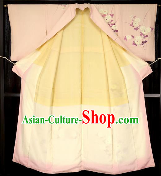 Japan Traditional Palace Iromuji Kimono Pink Furisode Kimonos Yukata Dress Formal Costume for Women