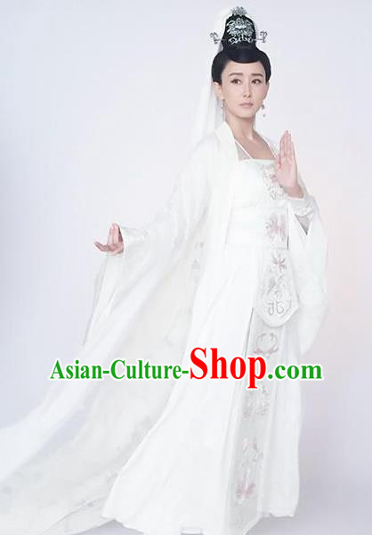 Chinese Ancient Theatre Goddess of Mercy Embroidered Costume for Women