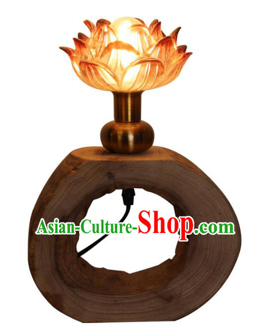 Handmade Traditional Chinese Camphorwood Lantern Desk Lamp Lotus Lanern New Year Lantern