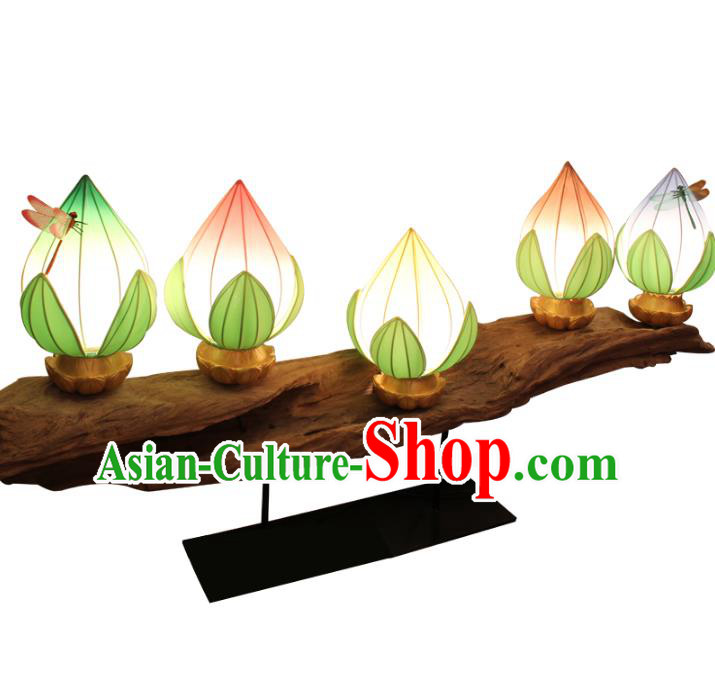 Handmade Traditional Chinese Lotus Lantern Desk Lamp New Year Lantern