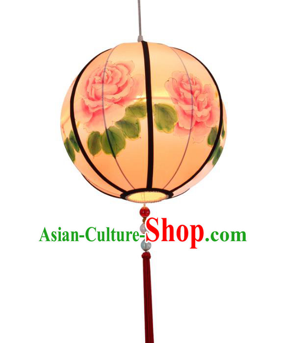 Traditional Chinese Ancient Palace Printing Peony Lantern Ceiling Lanterns Hanging Lanern