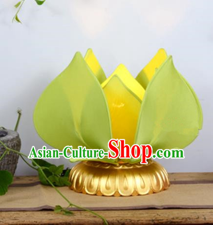 Handmade Traditional Chinese Lantern Green Lotus Desk Lamp Palace Lantern Buddha Lantern