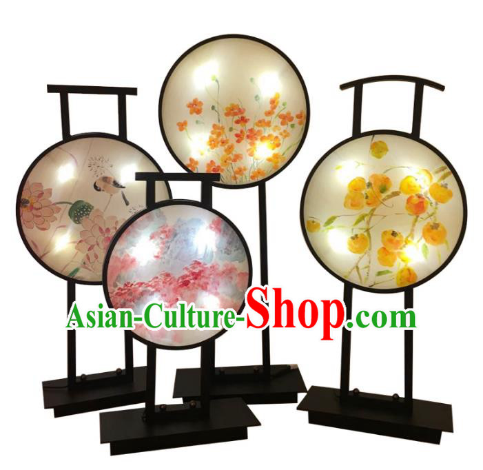 Handmade Traditional Chinese Lantern Hand Painting Fans Desk Lamp Palace Lantern