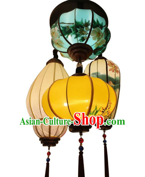 Traditional Chinese Ancient Palace Lantern Ceiling Lamp Hand Painting Lanern