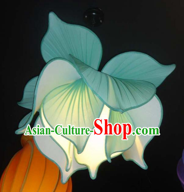 Traditional Chinese Ancient Palace Lantern Ceiling Lamp Green Lotus Lanern