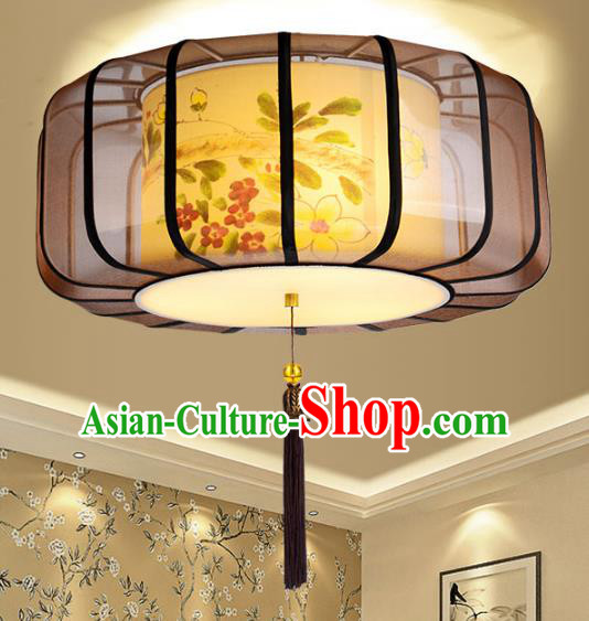 Traditional Chinese Palace Lantern Painting Sheepskin Ceiling Lamp Ancient Lanern