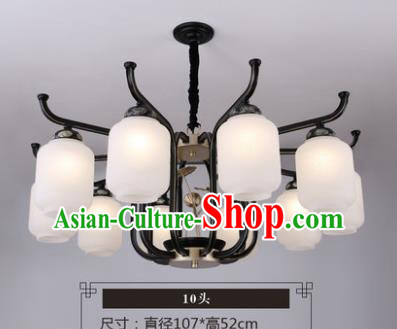 Asian China Traditional Handmade Lantern Ten-Pieces Ceiling Lamp Ancient Palace Lanern