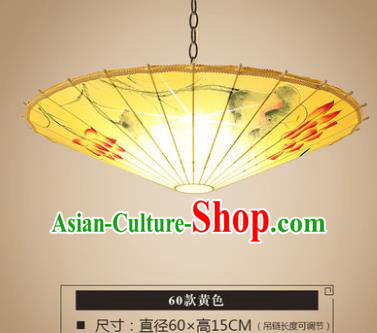Asian China Traditional Handmade Lantern Printing Lotus Umbrella Ceiling Lamp Ancient Palace Lanern