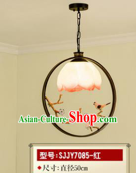 Asian China Traditional Handmade Lantern Red Flower Ceiling Lamp Ancient Palace Lanern