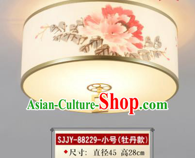 Asian China Traditional Handmade Lantern Ink Painting Peony Ceiling Lamp Ancient Palace Lanern
