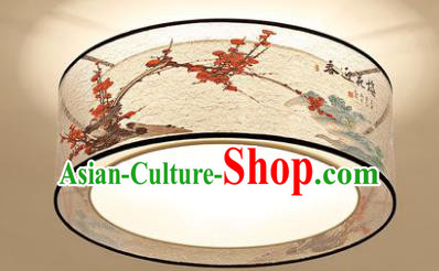 Traditional Chinese Handmade Printing Wintersweet Round Lantern Classical Lamp Ancient Palace Ceiling Lanern