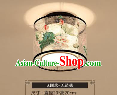 Traditional Chinese Handmade Lantern Classical Ceiling Lamp Ancient Painting Lotus Lanern