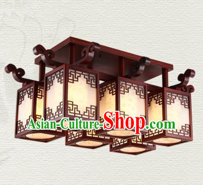 China Traditional Handmade Wood Lantern Six-pieces Palace Lanterns Ceiling Lamp Ancient Lanern