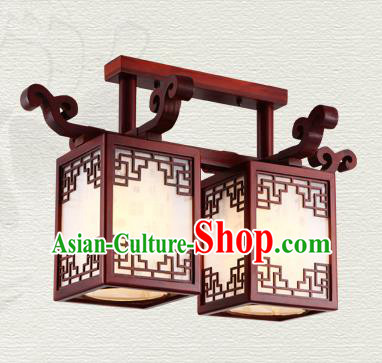 China Traditional Handmade Wood Lantern Two-pieces Palace Lanterns Ceiling Lamp Ancient Lanern