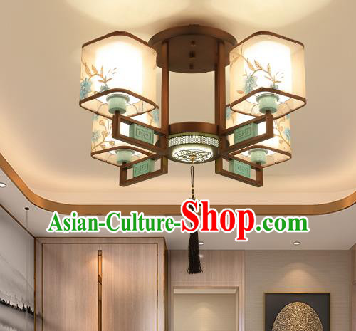 Traditional China Handmade Lantern Ancient Four-pieces Round Lanterns Palace Ceiling Lamp