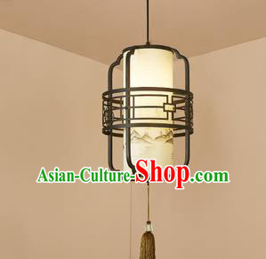 Traditional China Handmade Lantern Ancient Black Frame Hanging Lanterns Palace Ceiling Lamp