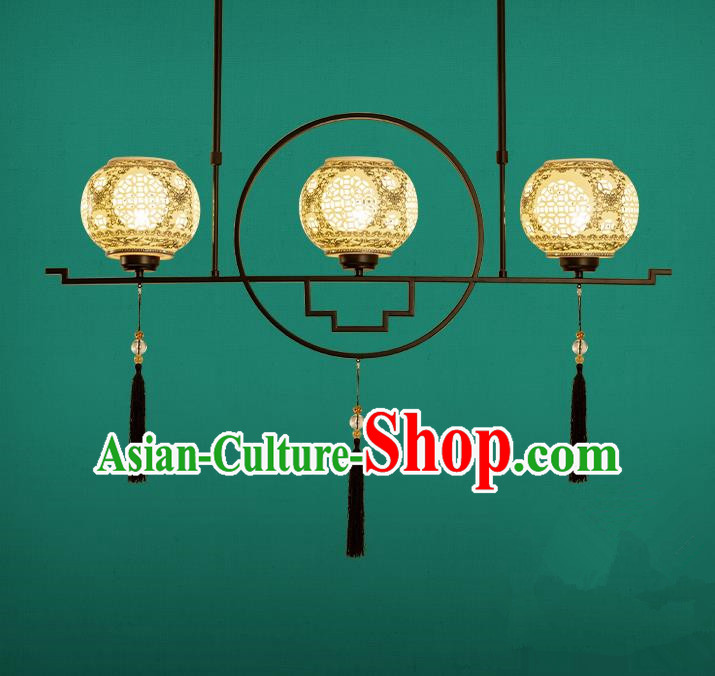 Traditional China Handmade Lantern Ancient Hanging Lanterns Ceramics Palace Ceiling Lamp