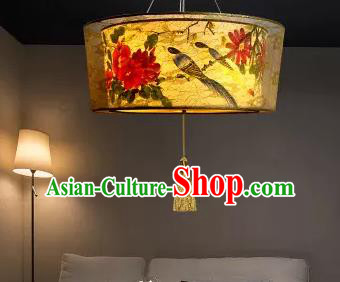 Traditional China Handmade Lantern Ancient Printing Peony Parchment Hanging Lanterns Palace Ceiling Lamp