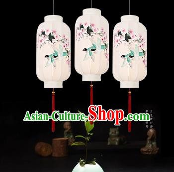 Traditional China Handmade Lantern Ancient Printing Peach Blossom Hanging Lanterns Palace Ceiling Lamp