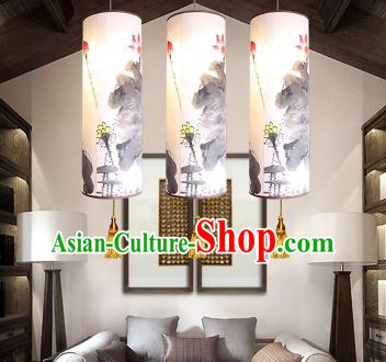 Traditional China Handmade Lantern Ancient Printing Lotus Hanging Lanterns Palace Ceiling Lamp