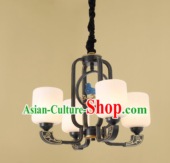 Traditional China Handmade Hanging Lantern Ancient Four-pieces Lanterns Palace Ceiling Lamp