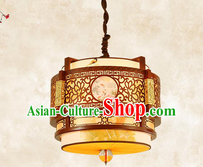 China Traditional Handmade Ancient Printing Lantern Palace Wood Hanging Lanterns Ceiling Lamp
