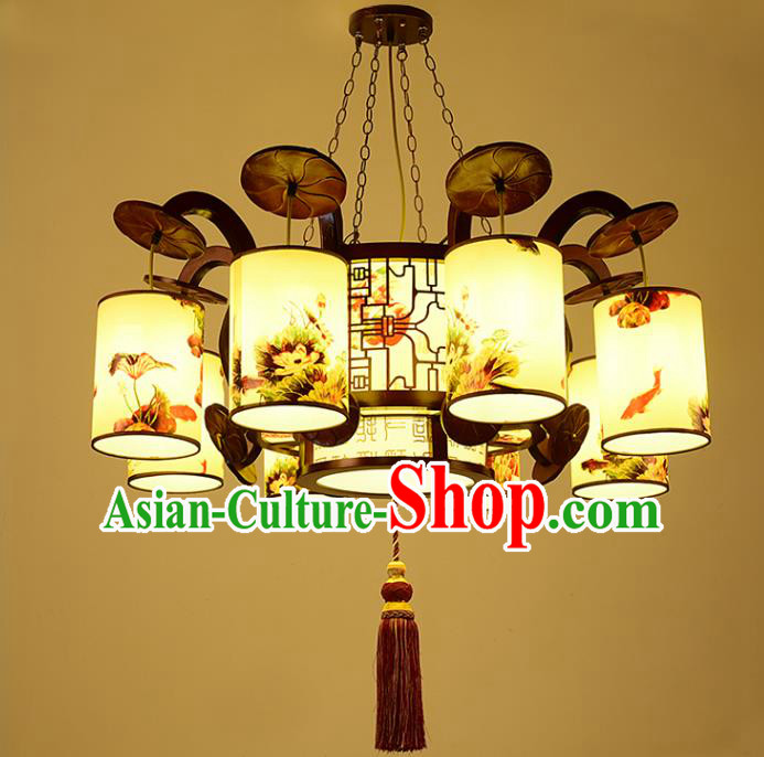 China Traditional Handmade Ancient Eight-pieces Lantern Palace Wood Hanging Lanterns Ceiling Lamp