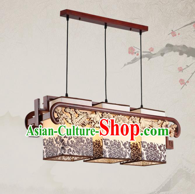 China Traditional Handmade Ancient Three-pieces Lantern Palace Phoenix Hanging Lanterns Ceiling Lamp