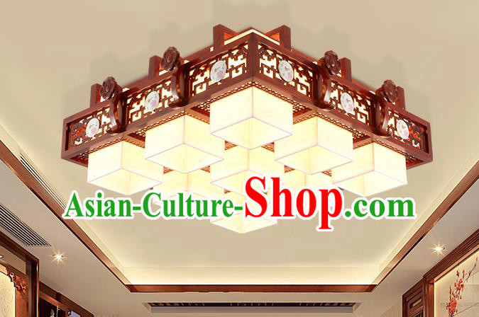 China Traditional Handmade Lantern Ancient Nine-pieces Wood Lanterns Palace Ceiling Lamp