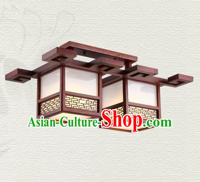 China Traditional Handmade Ancient Wood Lantern Two-pieces Palace Lanterns Ceiling Lamp