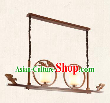 China Traditional Handmade Lantern Ancient Wood Hanging Two-pieces Lanterns Palace Ceiling Lamp