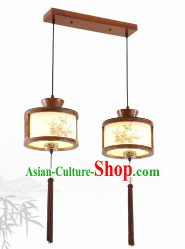 China Traditional Handmade Lantern Ancient Hanging Two-pieces Lanterns Palace Ceiling Lamp