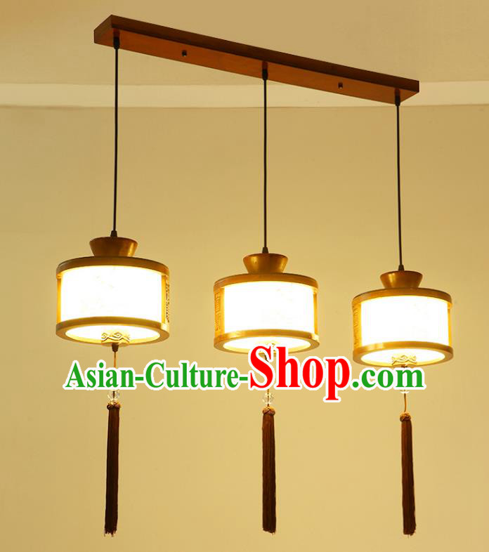 China Traditional Handmade Lantern Ancient Hanging Three-pieces Lanterns Palace Ceiling Lamp