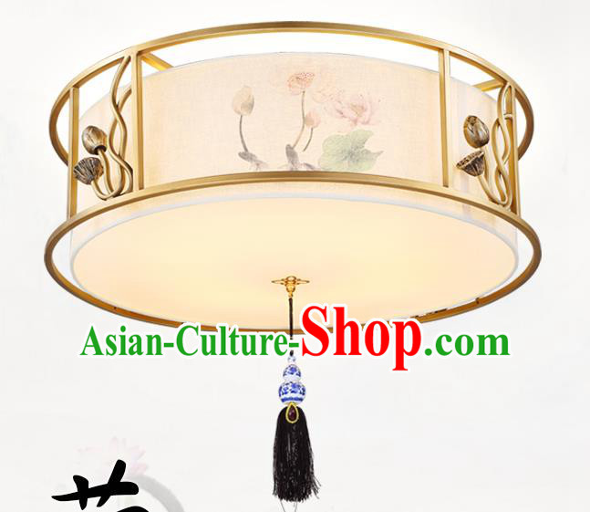 China Traditional Handmade Lantern Ancient Lanterns Palace Painting Lotus Ceiling Lamp