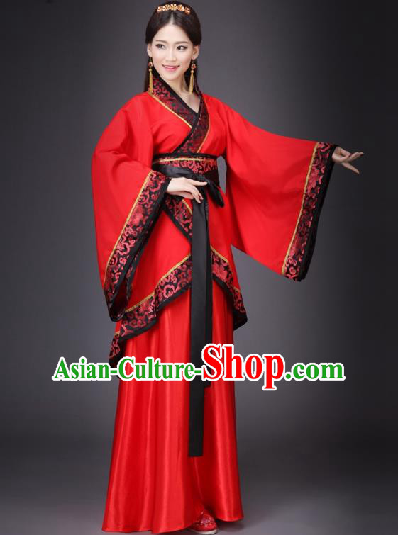 Chinese Ancient Princess Wedding Costume Han Dynasty Bride Embroidered Hanfu Dress for Women