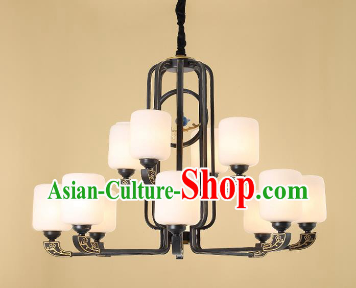 Traditional China Handmade Hanging Lantern Ancient Twelve-pieces Lanterns Palace Ceiling Lamp