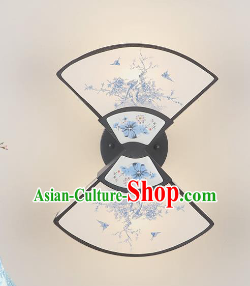 Traditional Asian China Style Fan Lanterns Chinese Ancient Printing Wall Lamp Palace Lantern