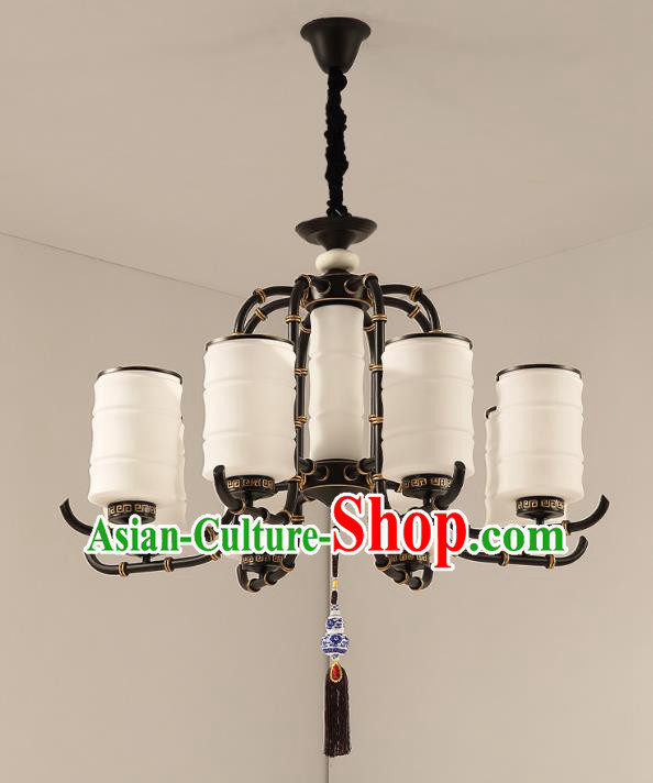 Traditional China Handmade Lantern Ancient Eight-Lights Hanging Lanterns Palace Ceiling Lamp