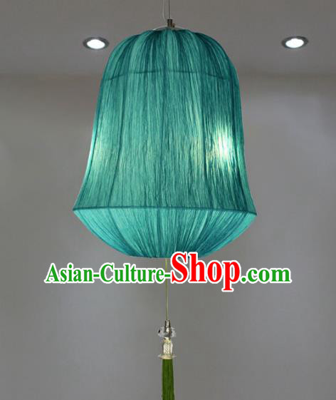 Traditional China Handmade Blue Lantern Ancient Hanging Lanterns Palace Ceiling Lamp