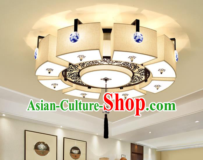 Traditional China Handmade Blue and White Porcelain Lantern Ancient Lanterns Palace Ceiling Lamp