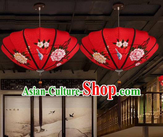 Traditional China Handmade Printing Red Lantern Ancient New Year Hanging Lanterns Palace Ceiling Lamp