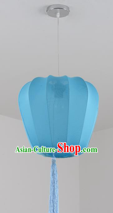 China Handmade Blue Hanging Lantern Traditional Lanterns New Year Palace Ceiling Lamp