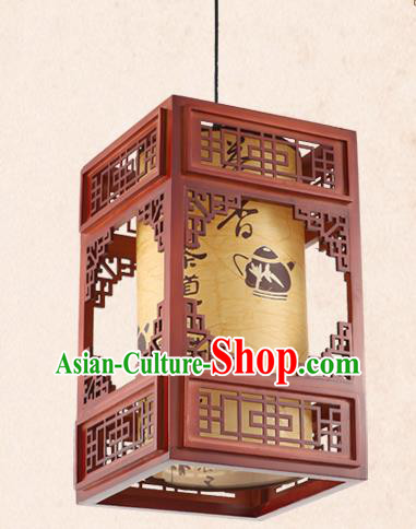 China Handmade Wood Lantern Traditional Parchment Lanterns Palace Hanging Lamp