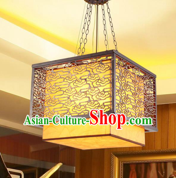 China Handmade Parchment Lantern Traditional Wood Square Lanterns Palace Hanging Lamp