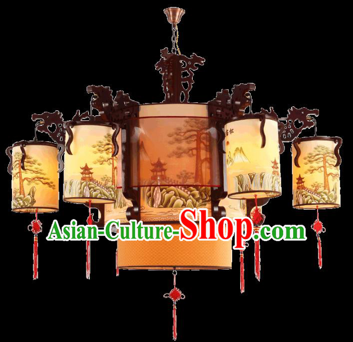 China Handmade Ceiling Lantern Traditional Wood Lanterns Palace Hanging Lamp