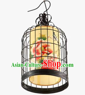 China Handmade Ceiling Lantern Traditional Birdcage Hanging Lanterns Palace Lamp