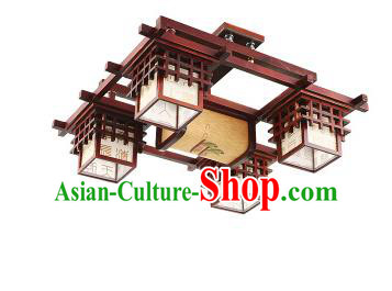 China Handmade Ceiling Lantern Traditional Wood Lanterns Palace Four-Lights Lamp