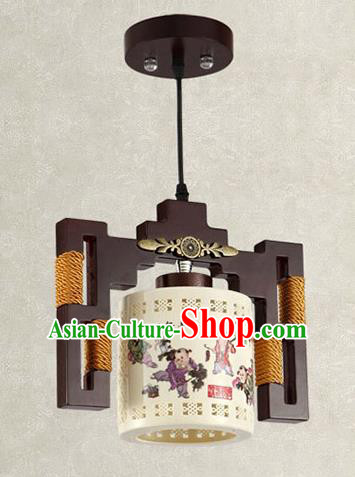 China Handmade Ceiling Lantern Traditional Ancient Printing Ceramics Hanging Lamp Palace Lanterns