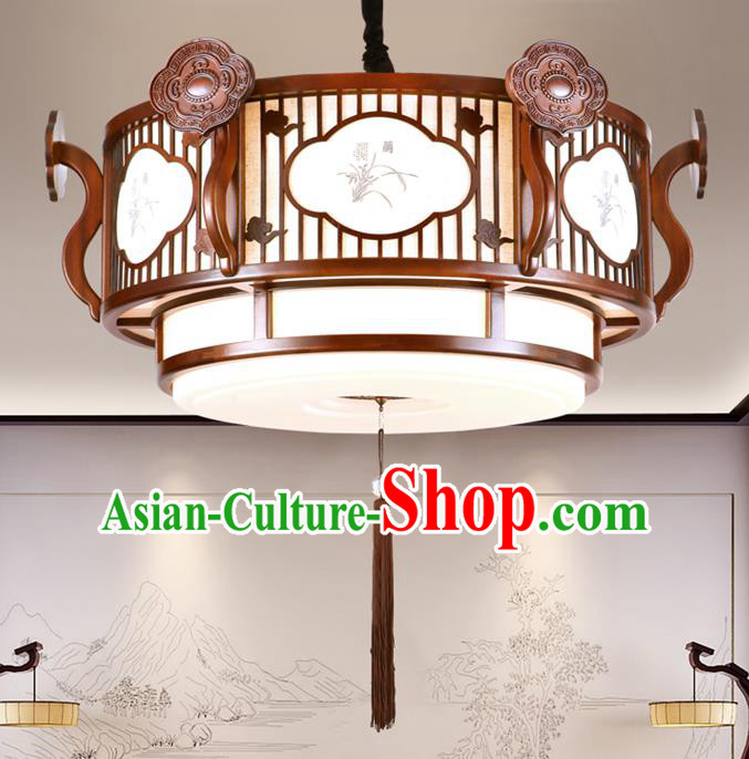 China Handmade Printing Ceiling Lantern Traditional Ancient Wood Hanging Lamp Palace Lanterns